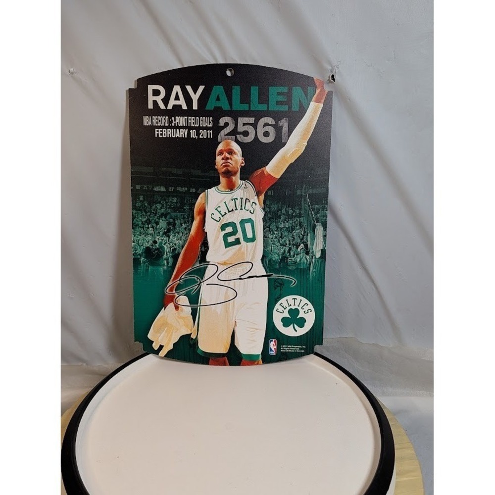 NBA Ray Allen Plaque Celtics OS Green Excellent 3-Point Record 2561 Sign Decor